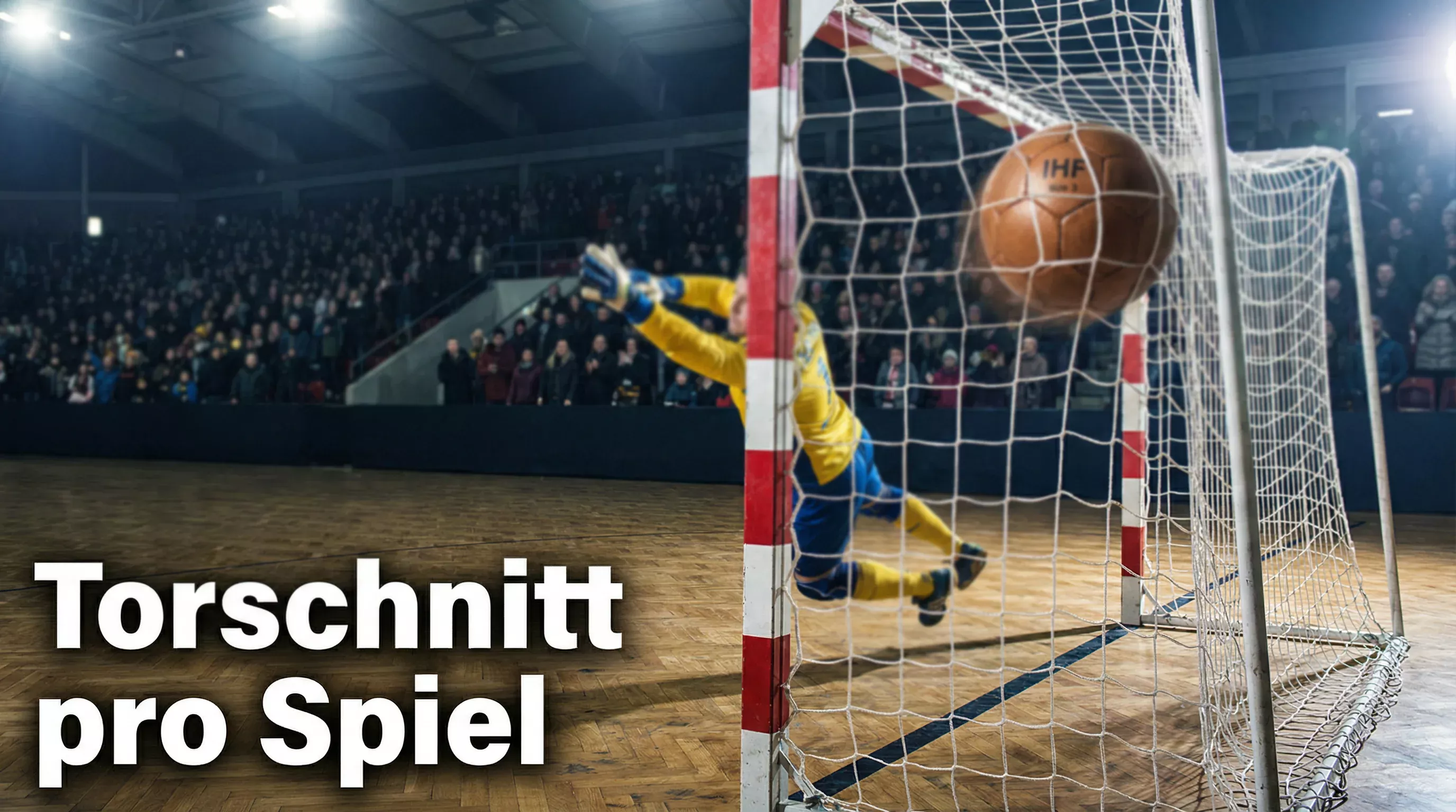 Handball fliegt ins Tor mit Torhüter in Aktion während eines Bundesliga-Spiels