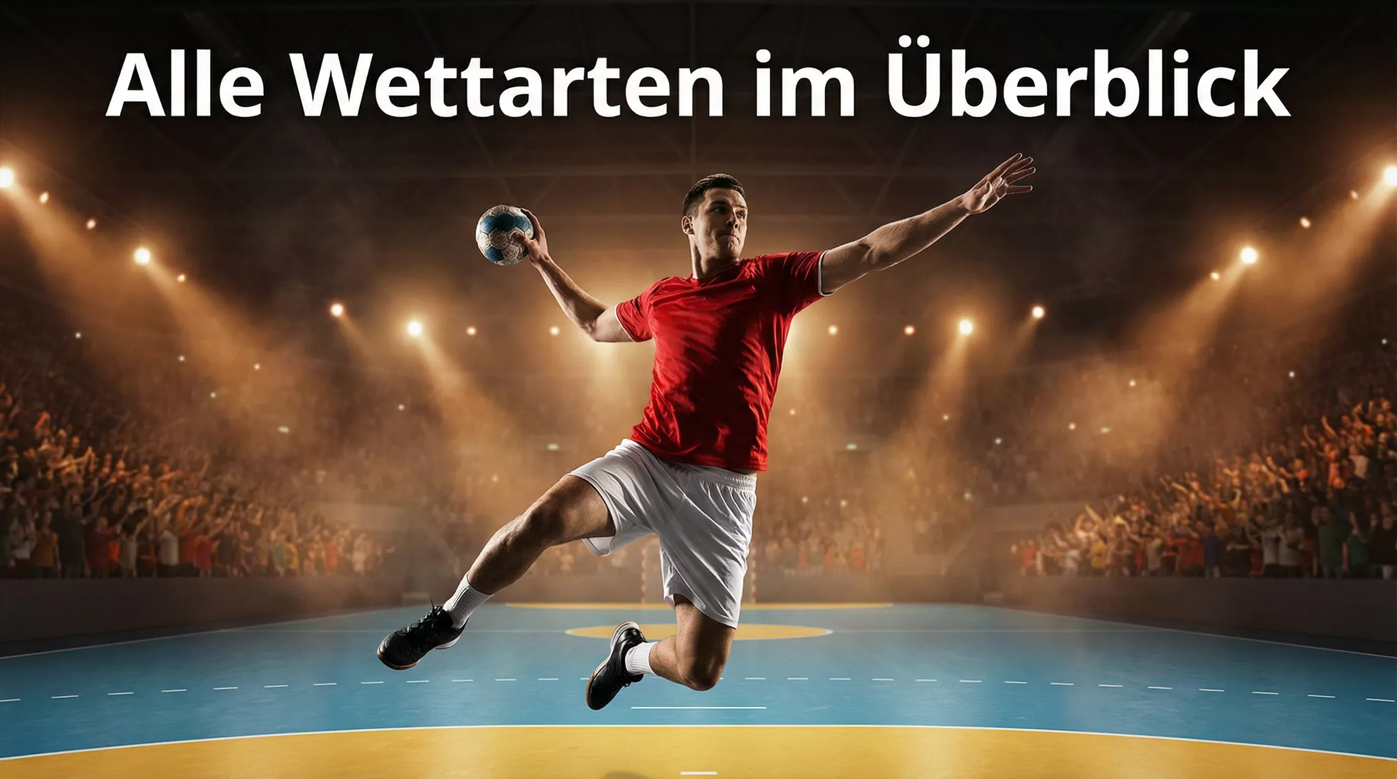 Handball-Spieler beim Torwurf in der Bundesliga-Halle – Überblick über Handball-Wettarten