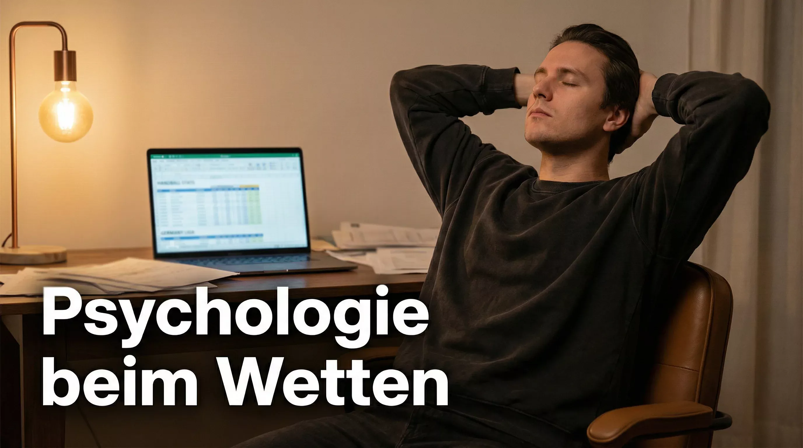 Person sitzt nachdenklich vor einem Laptop mit Handball-Statistiken und hält den Kopf in den Händen